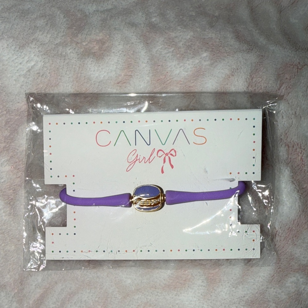 Canvas Girl Purple Macaron Silicone Bracelet with Gold Accent
